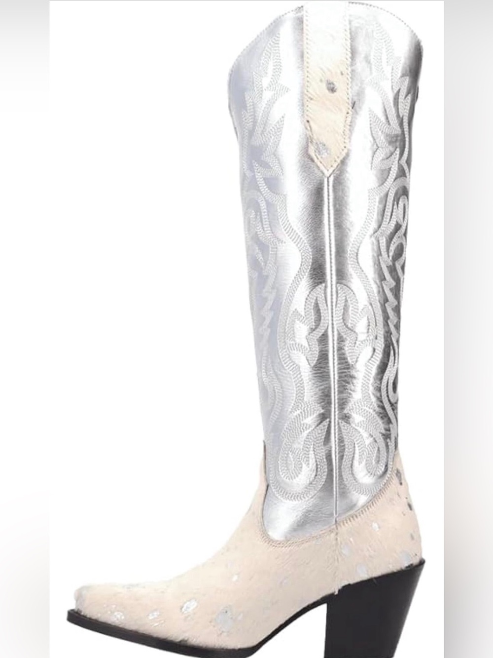 Dingo Metallic Silver” Take No Bull” Over the Knee Snip Toe Leather/Harion Boot - Picture 10 of 10